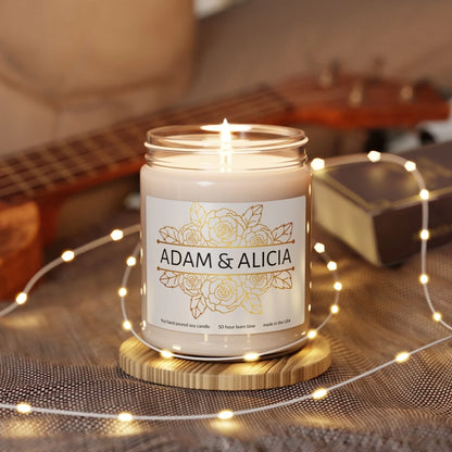 Metallic Floral Name Scented Soy Candle - White Lifestyle