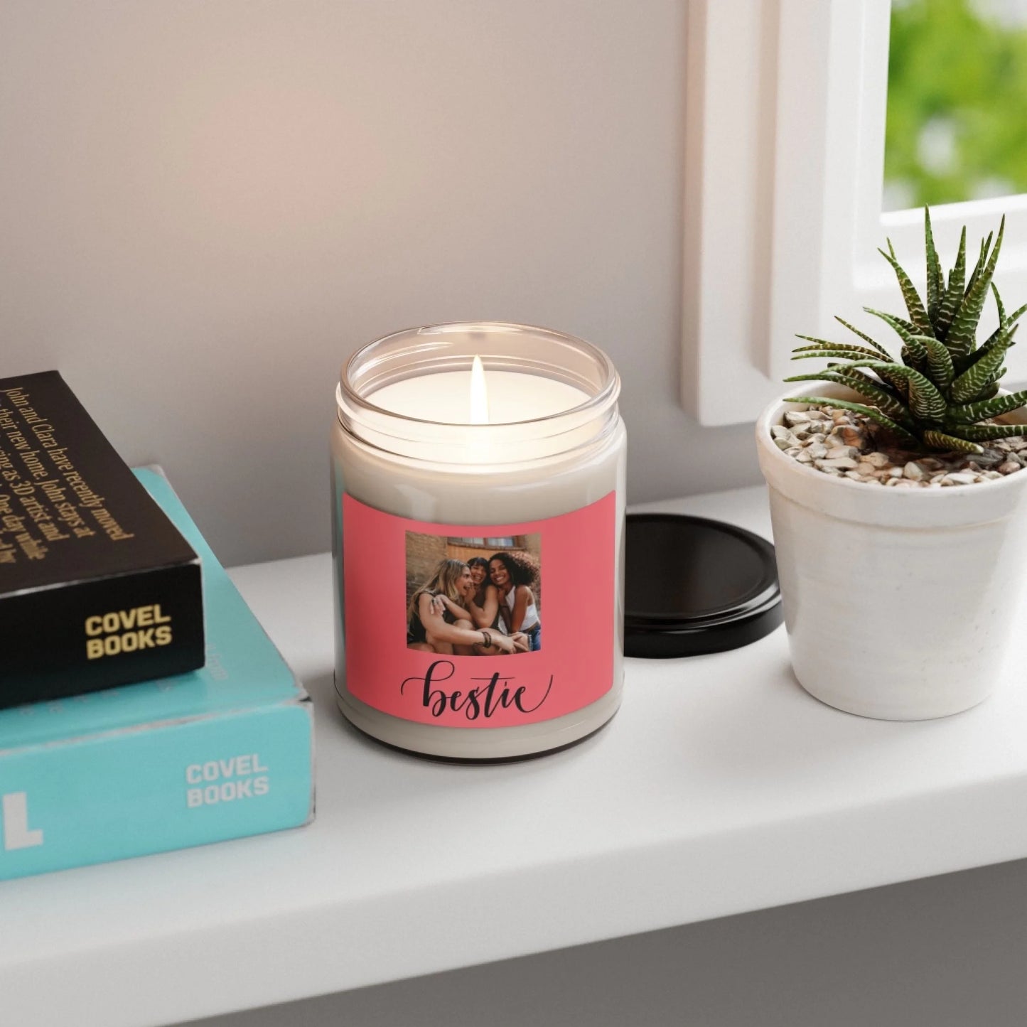 Bestie Photo Scented Soy Candle - Shelf Pink