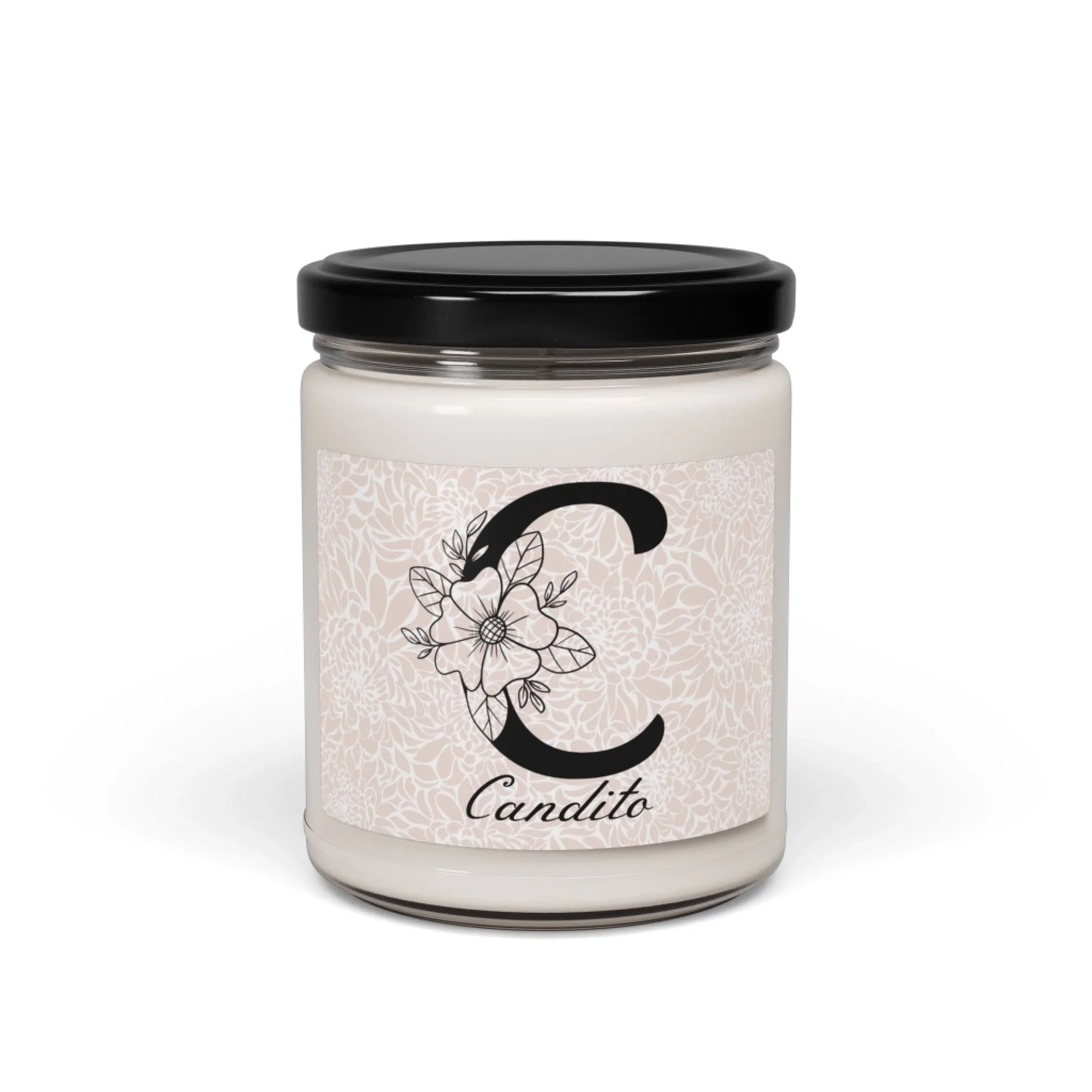 Floral Monogram Scented Soy Candle - Seamless