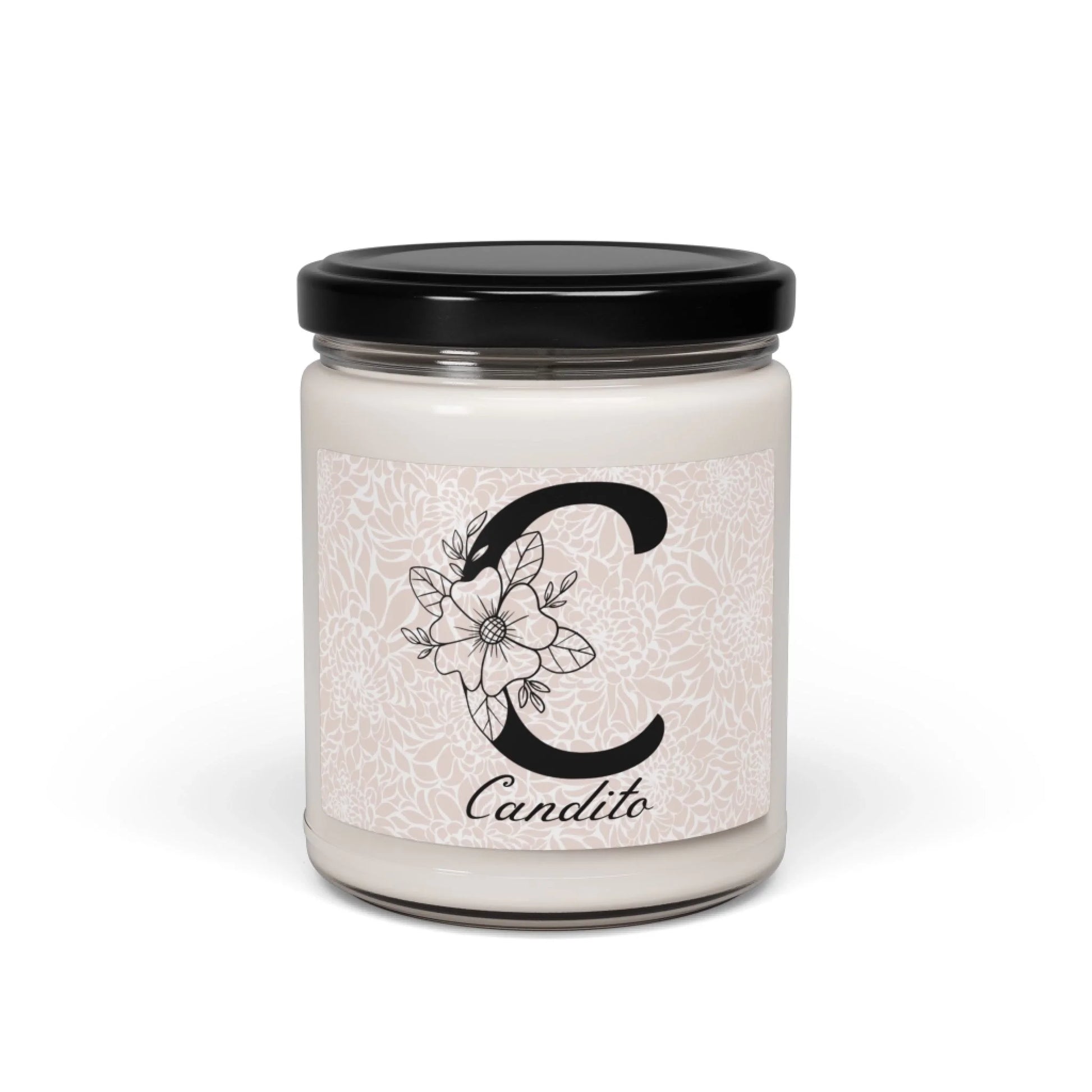 Floral Monogram Scented Soy Candle - Seamless