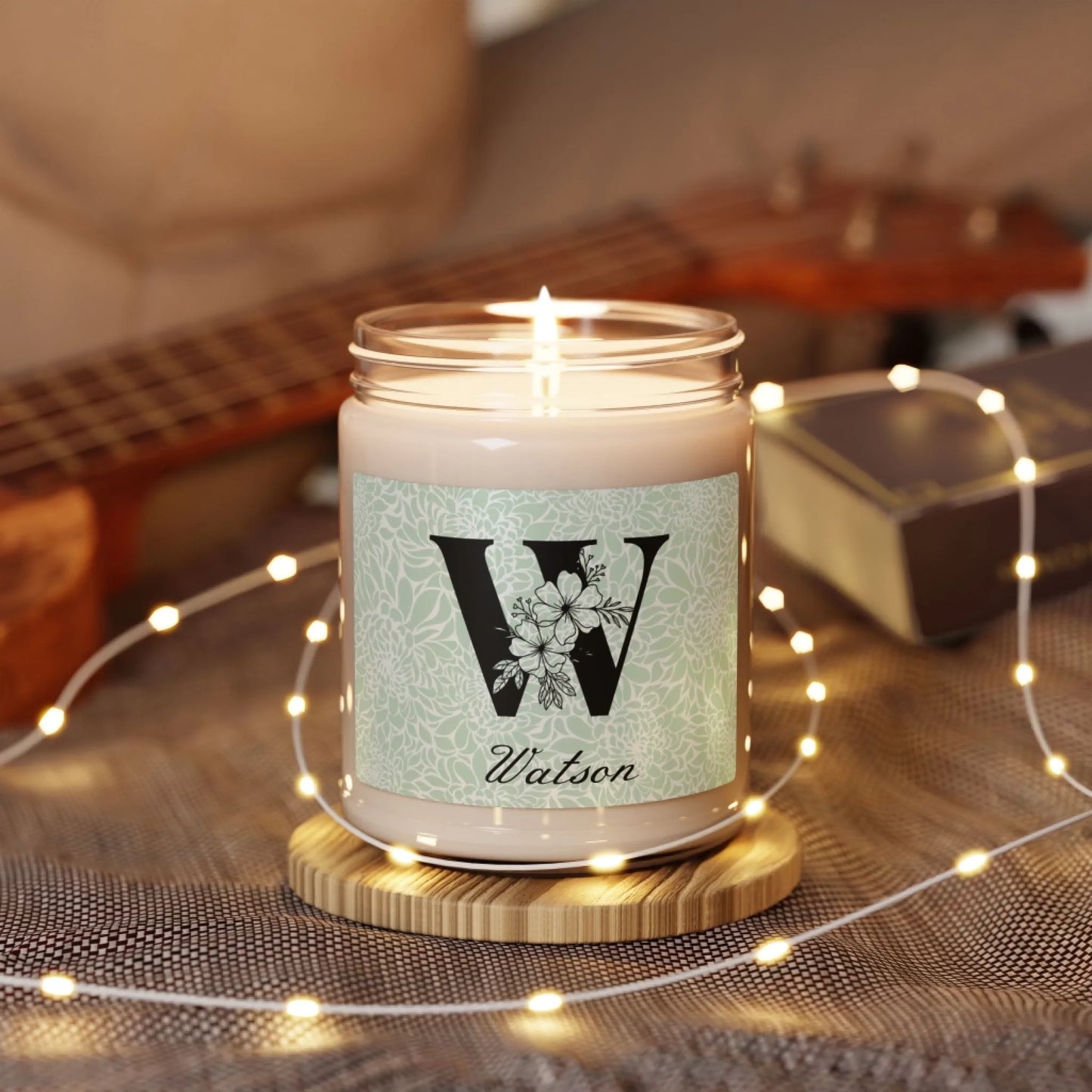 Floral Monogram Scented Soy Candle - LIfestyle Twinkle