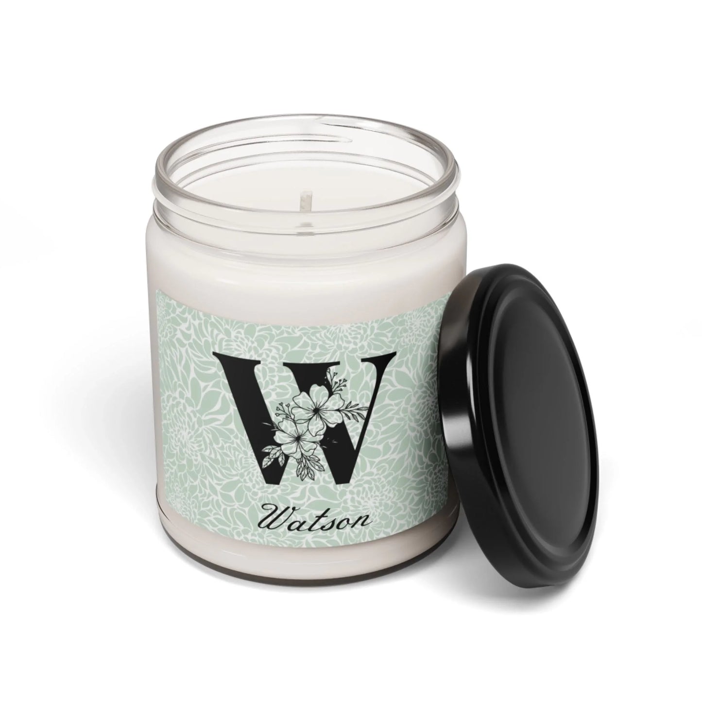 Floral Monogram Scented Soy Candle - Seamless Lid