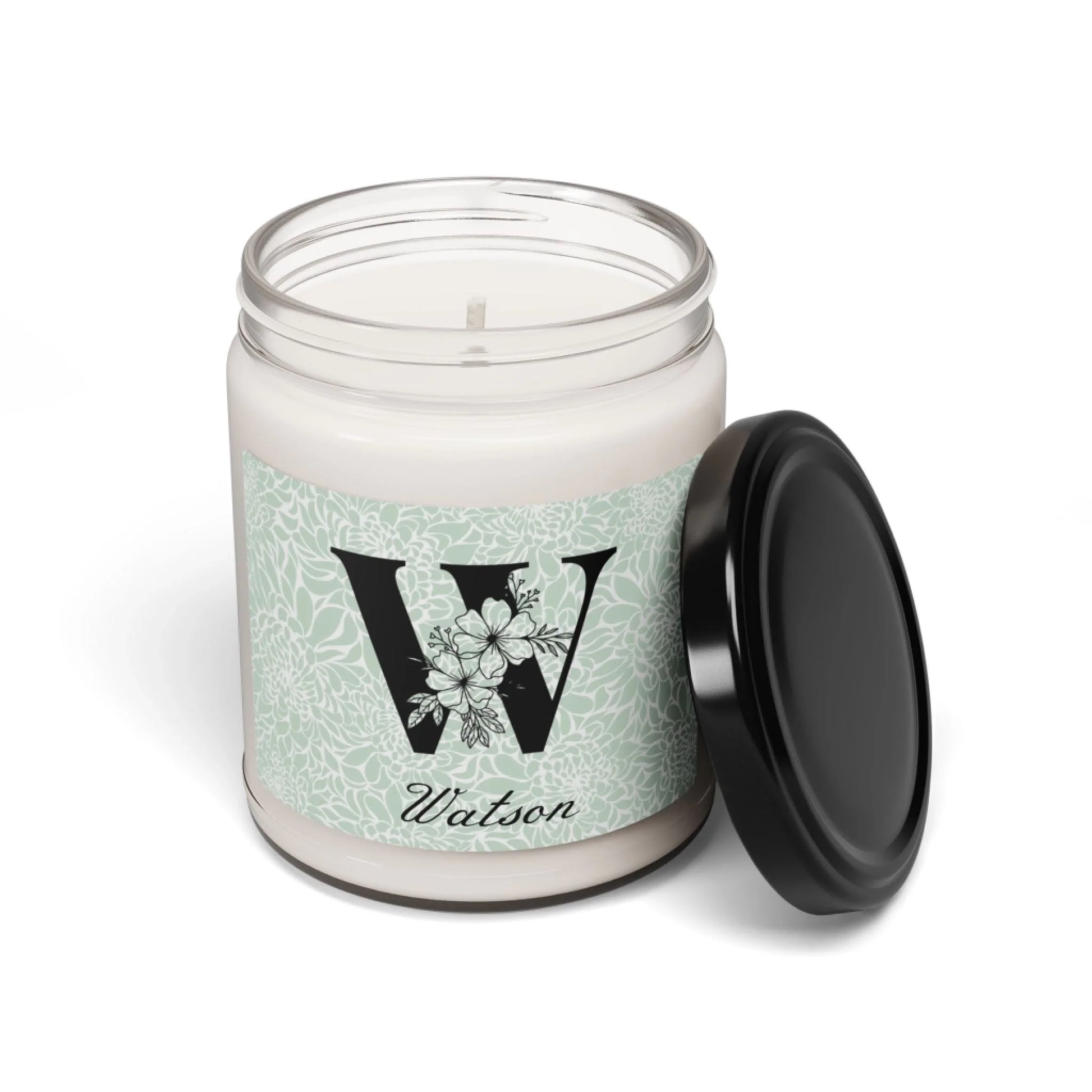 Floral Monogram Scented Soy Candle - Seamless Lid