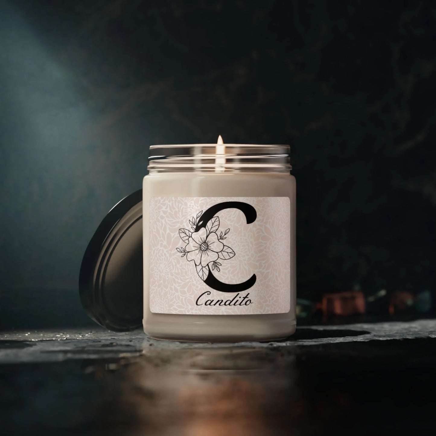 Floral Monogram Scented Soy Candle - LIfestyle Moody
