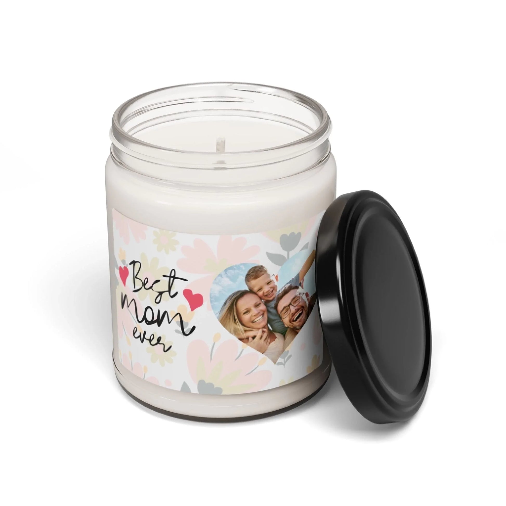 Best Mom Heart Photo Scented Soy Candle - Seamless Lid