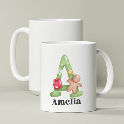Personalized Christmas Monogram Name Mug