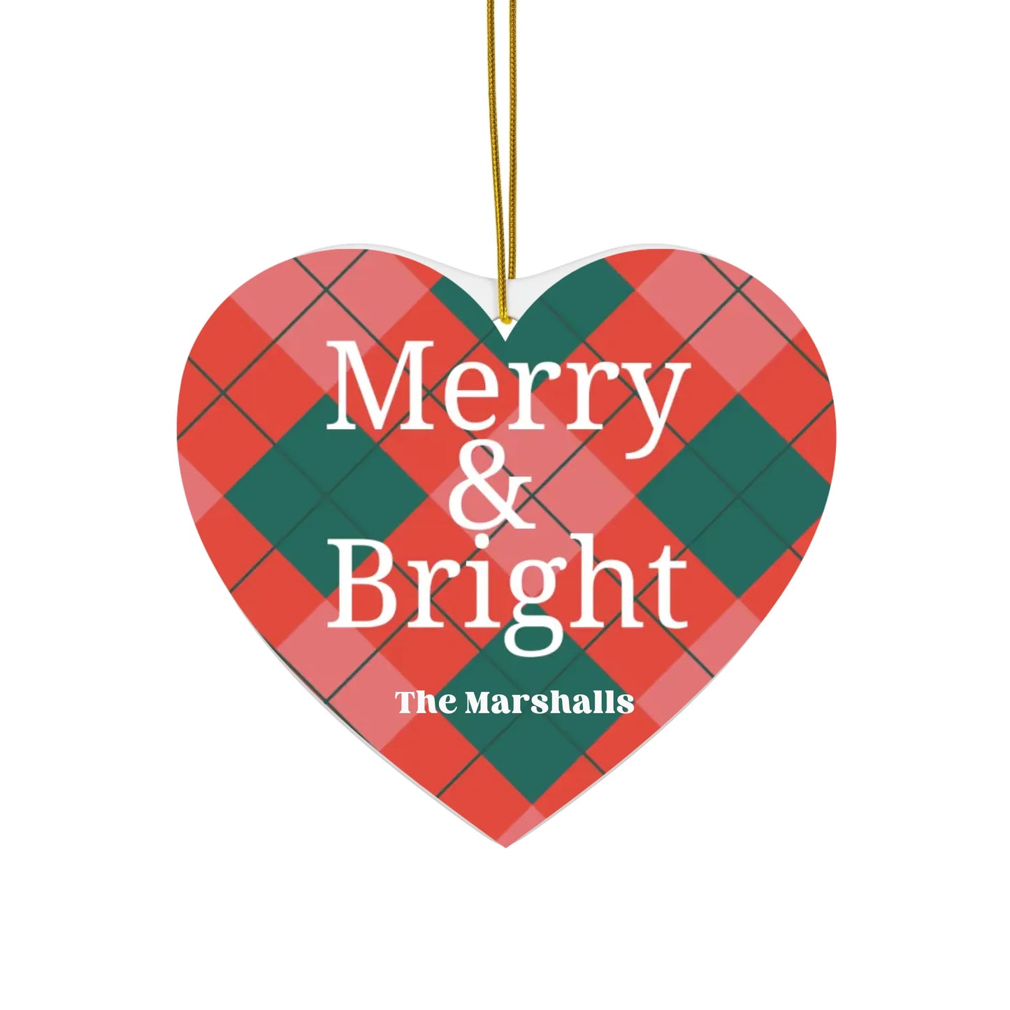 Printify Ceramic Ornaments - Seamless Heart Mockup