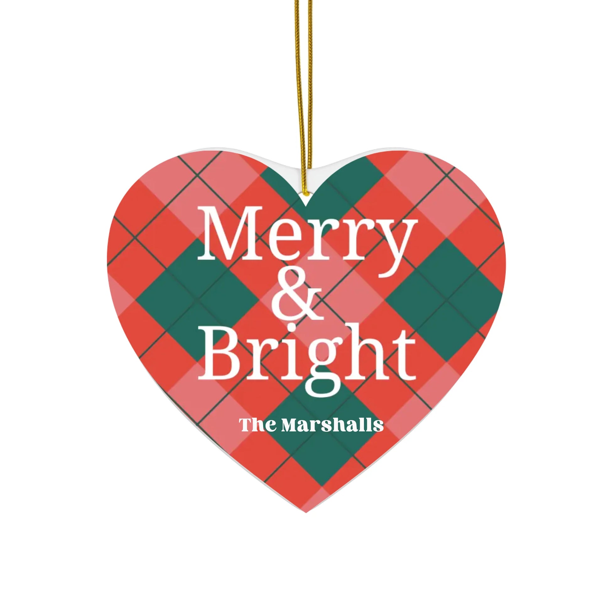 Printify Ceramic Ornaments - Seamless Heart Mockup