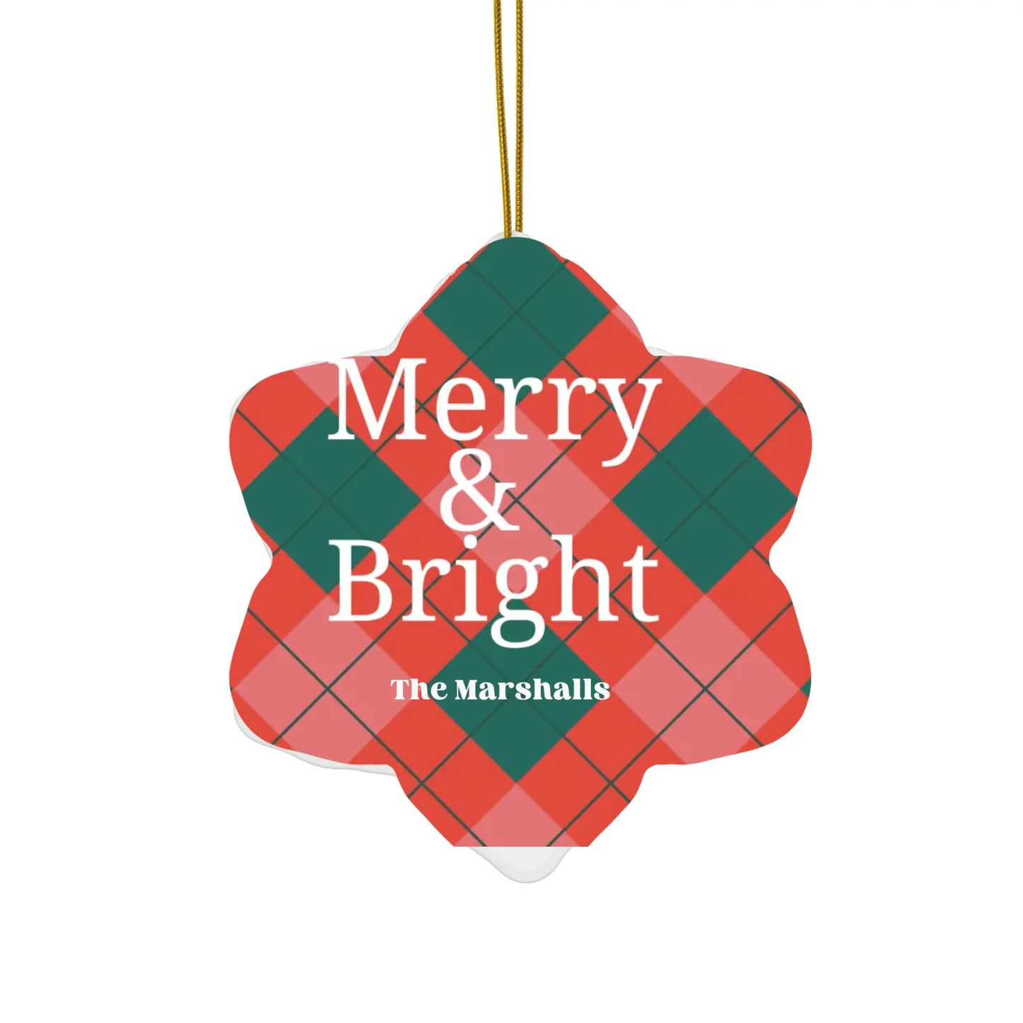 Printify Ceramic Ornaments - Seamless Snowflake Mock Up