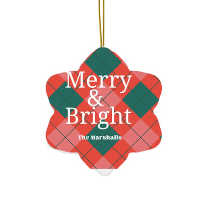 Printify Ceramic Ornaments - Seamless Snowflake Mock Up