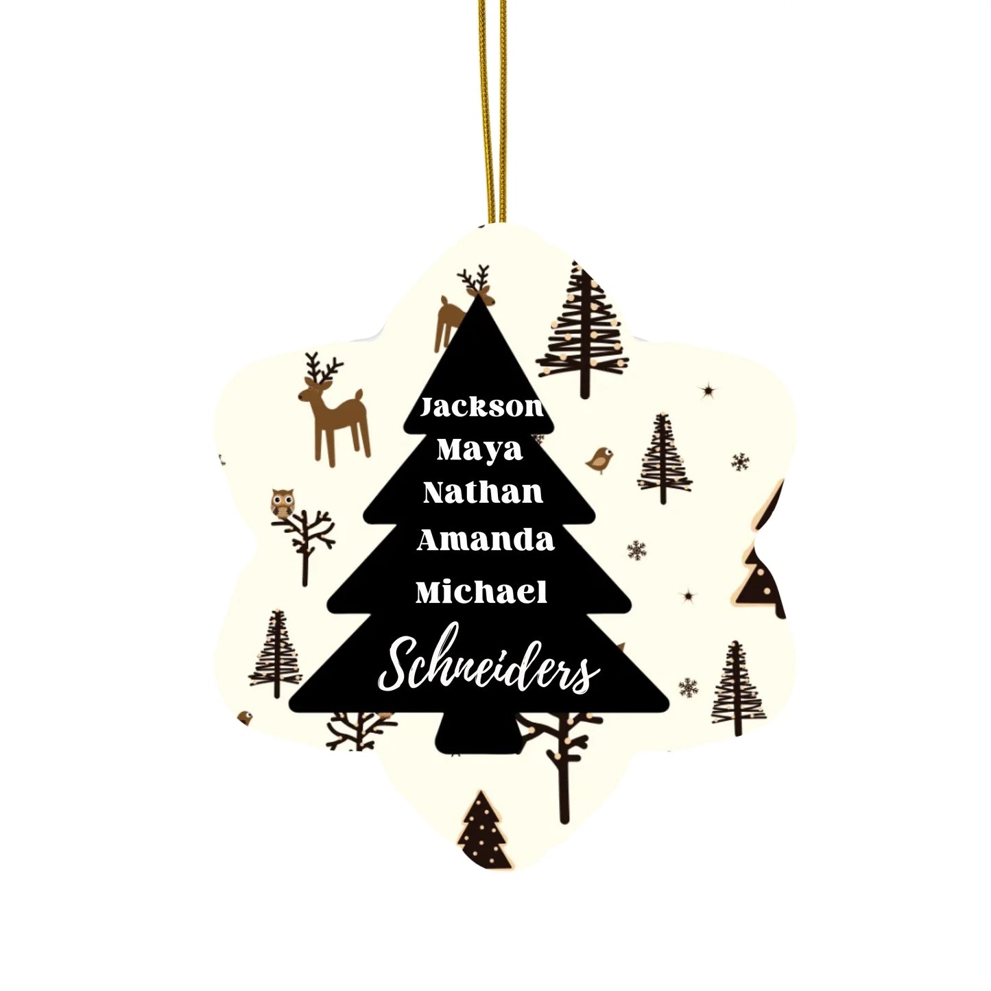 Printify Ceramic Ornaments - Seamless Snowflake Mock Up