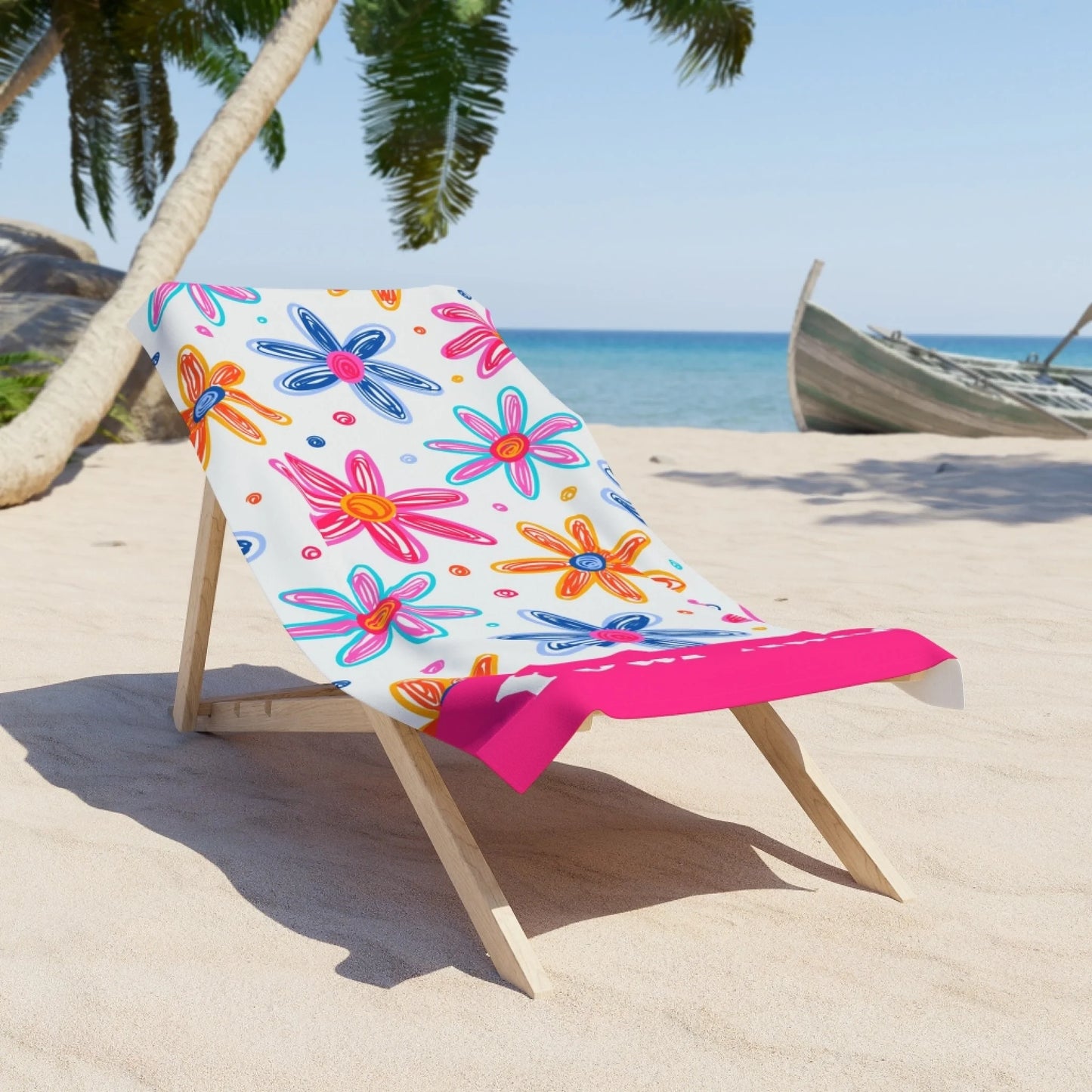 Daisy Doodle Name Towel 60x30 Textured LIfestyle