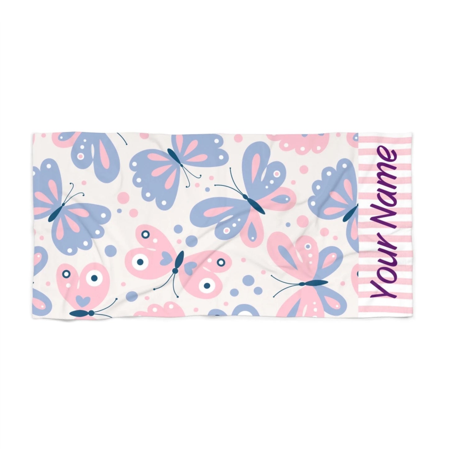 Pastel Butterfly Name Towel 60x30 Textured Seamless
