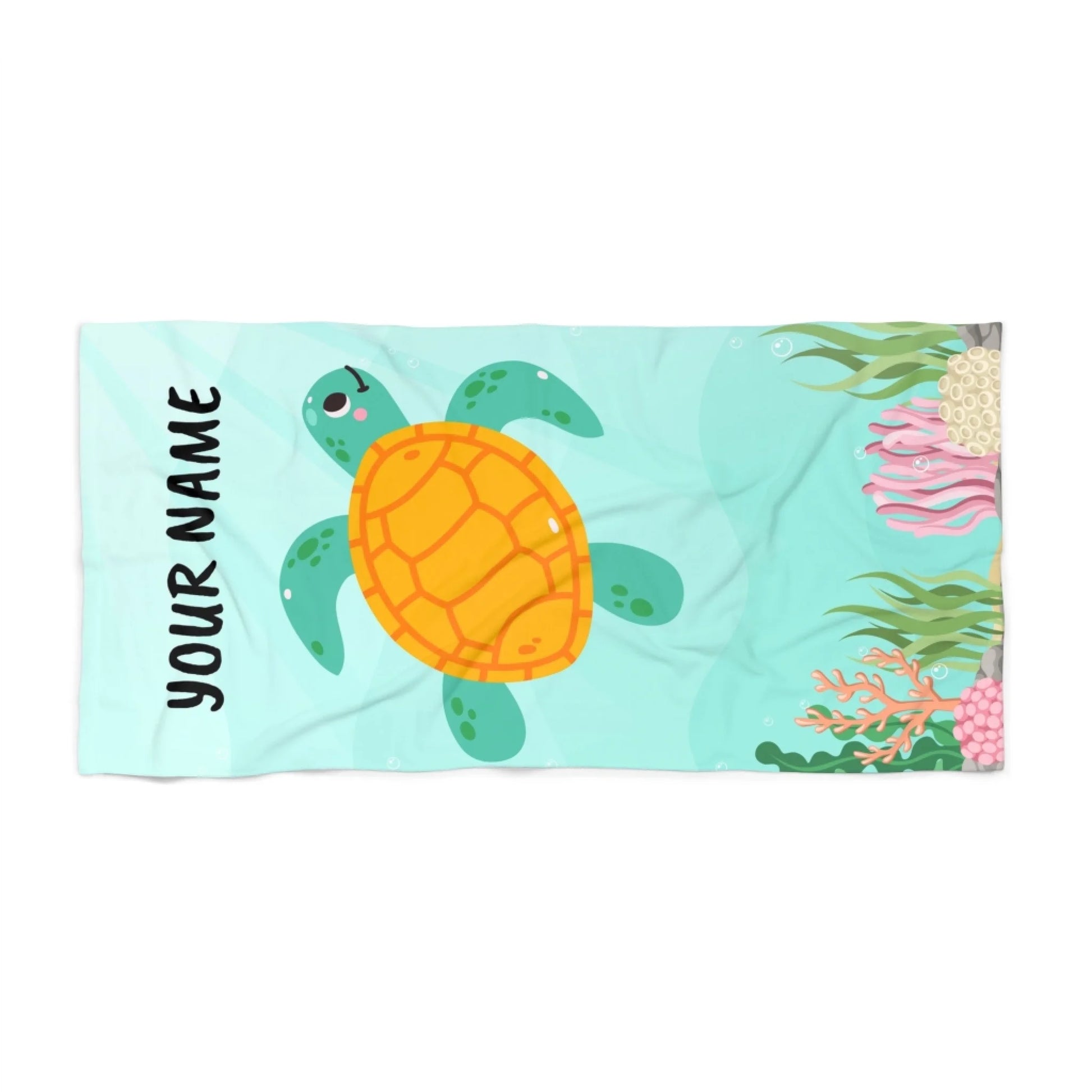 Ocean Friends Name Towel - Turtle 60x30 PRINTIFY Textured Seamless