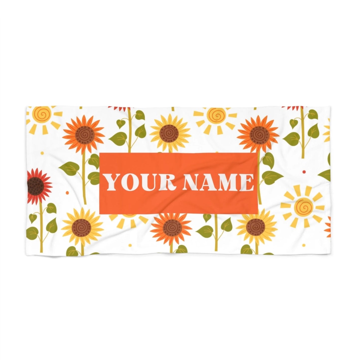 Sunflower Patch Name Towel - 60x30 PRINTIFY Textured Seamless