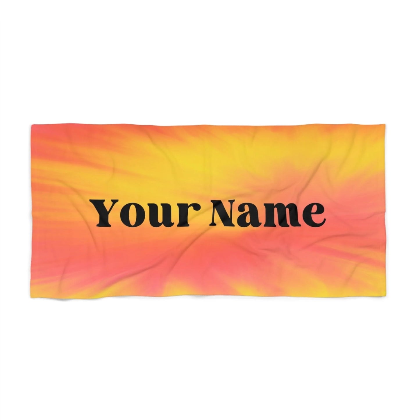 Tie Dye Burst Name Towel - Orange 60x30 PRINTIFY Textured Seamless