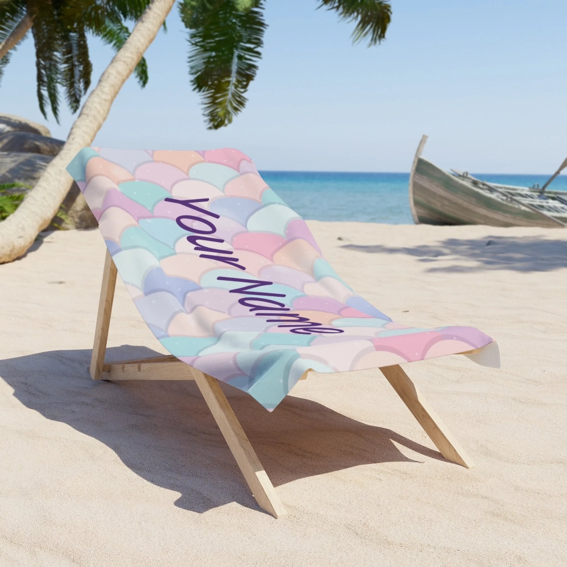 Mermaid Shimmer Name Pink 60x30 PRINTIFY Seamless Lifestyle