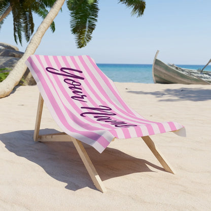 Sophisticated Stripes Name Towel - Pink 60x30 LIfestyle