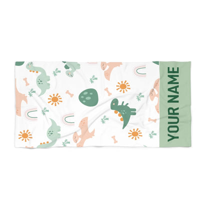 Dinosaur Parade Name Towel 60x30 Premium Textured Seamless