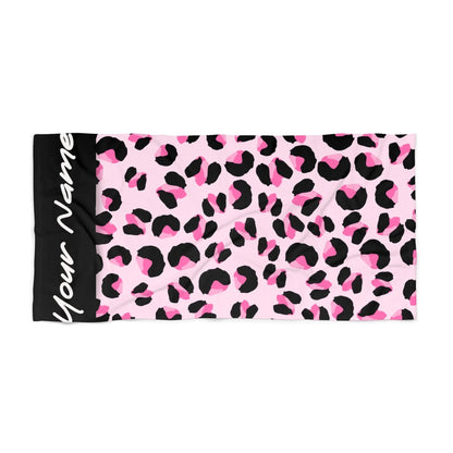 Pretty in Pink Leopard Name Towel Premium Texture