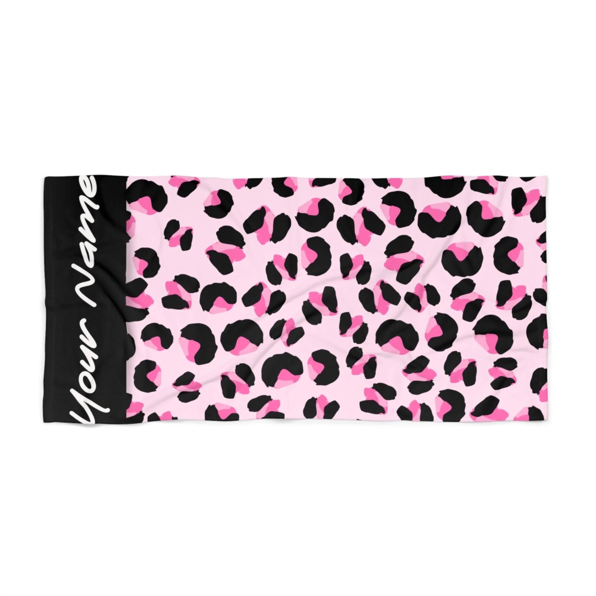 Pretty in Pink Leopard Name Towel Premium Texture