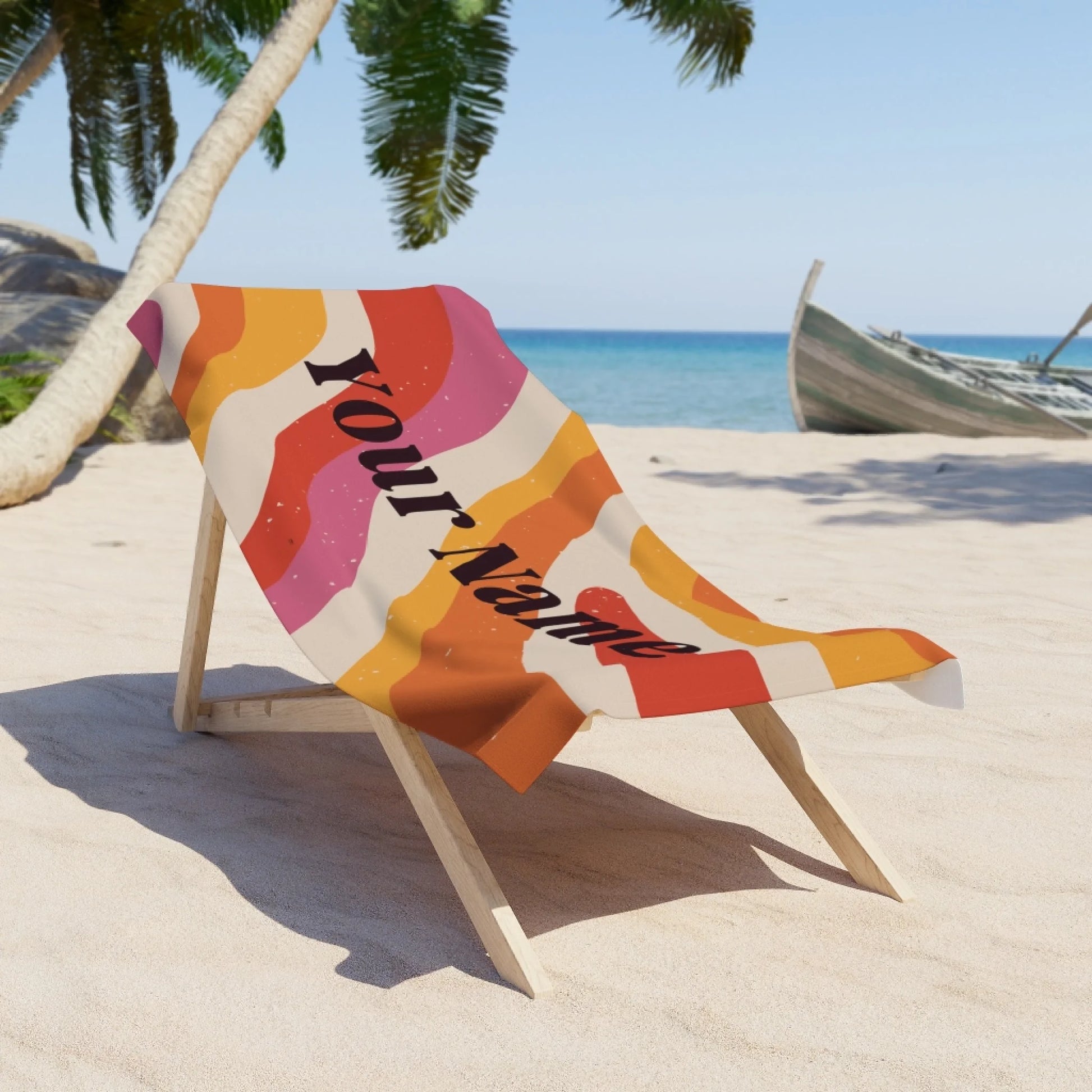 Retro Wave Name Towel 60x30 Premium Texture Lifestyle