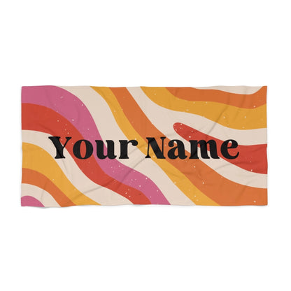 Retro Wave Name Towel 60x30 Premium Texture Seamless