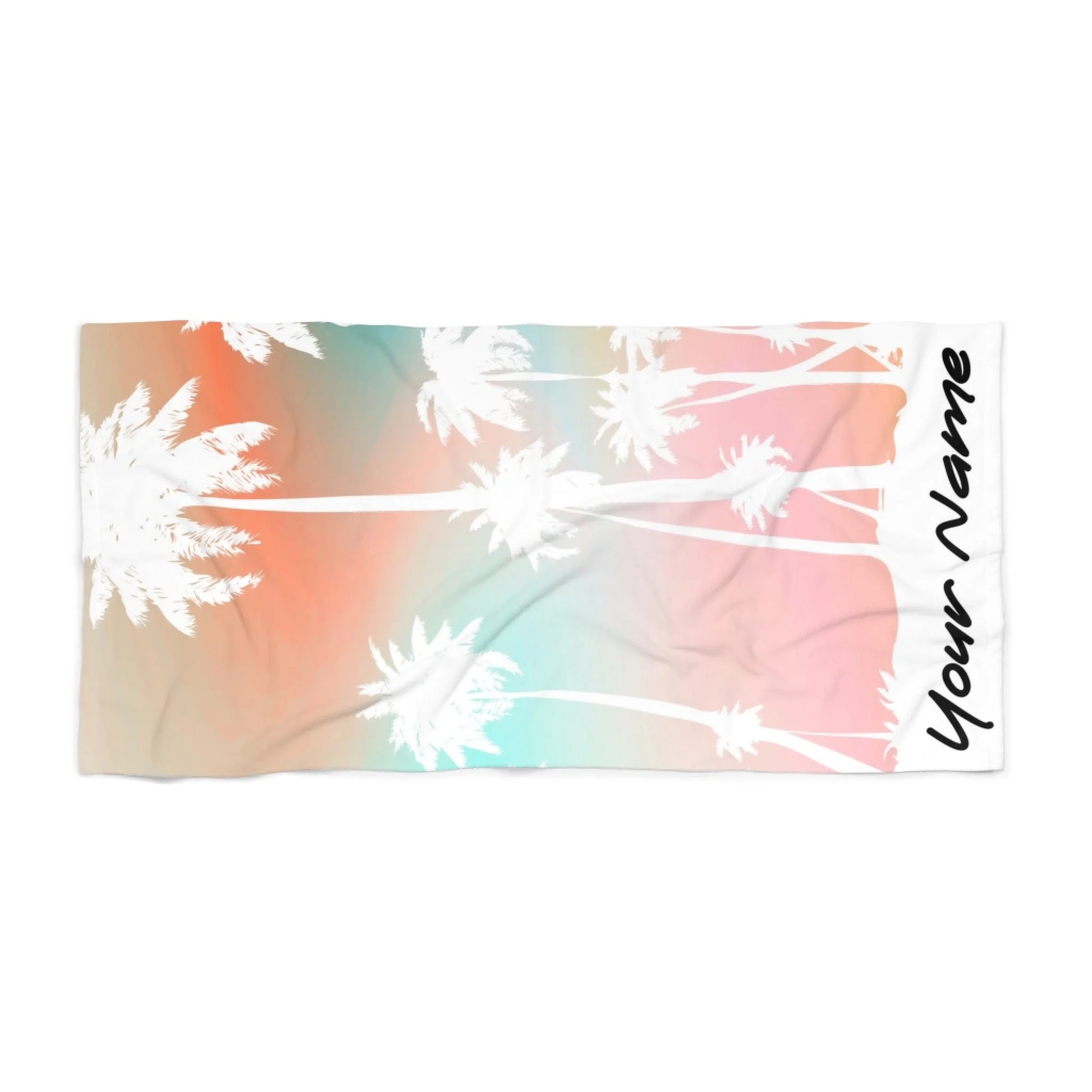 Palms in Paradise Name Towel - Orange 60x30 Premium Texture Seamless