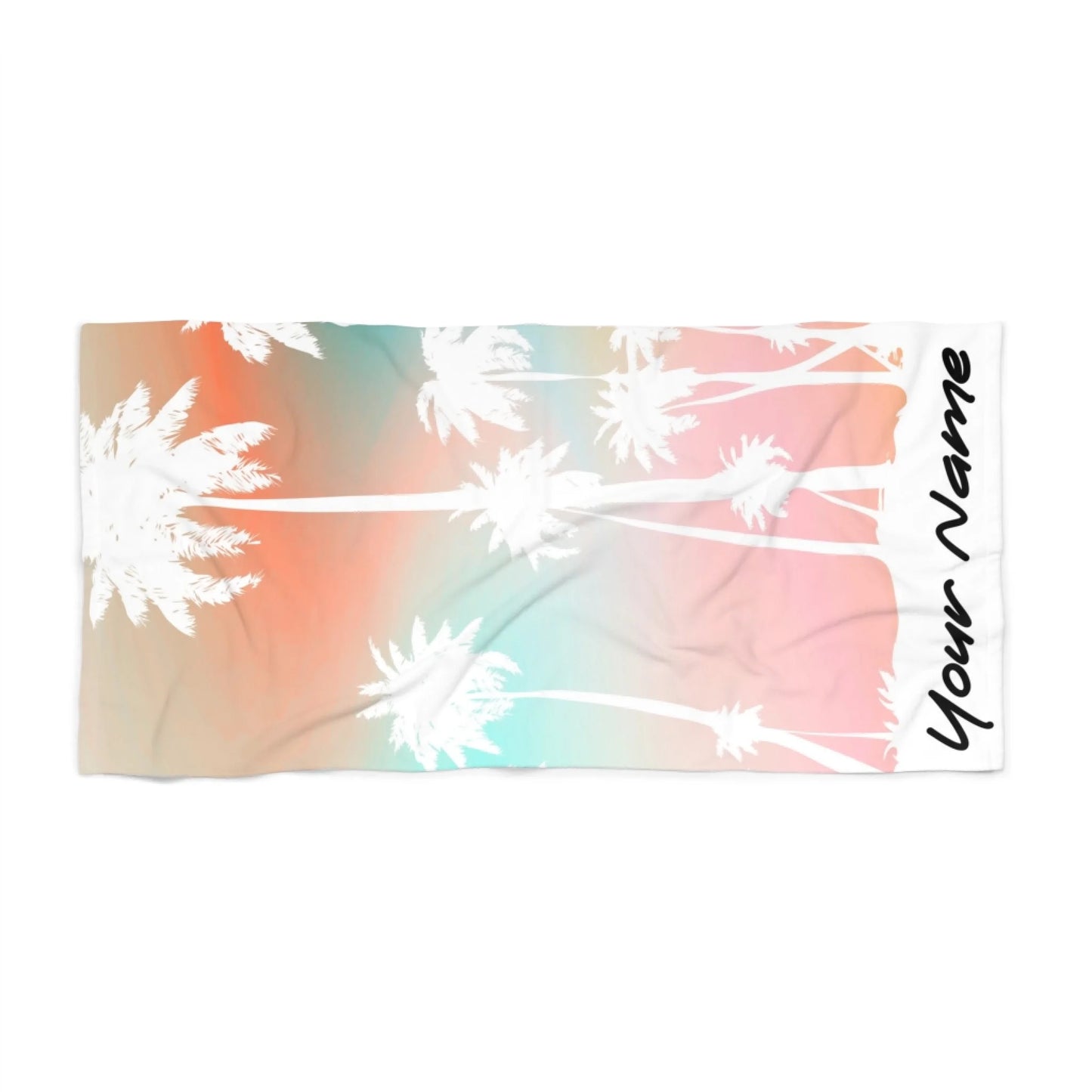 Palms in Paradise Name Towel - Orange 60x30 Premium Texture Seamless