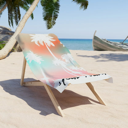 Palms in Paradise Name Towel - Orange 60x30 Premium Texture Lifestyle