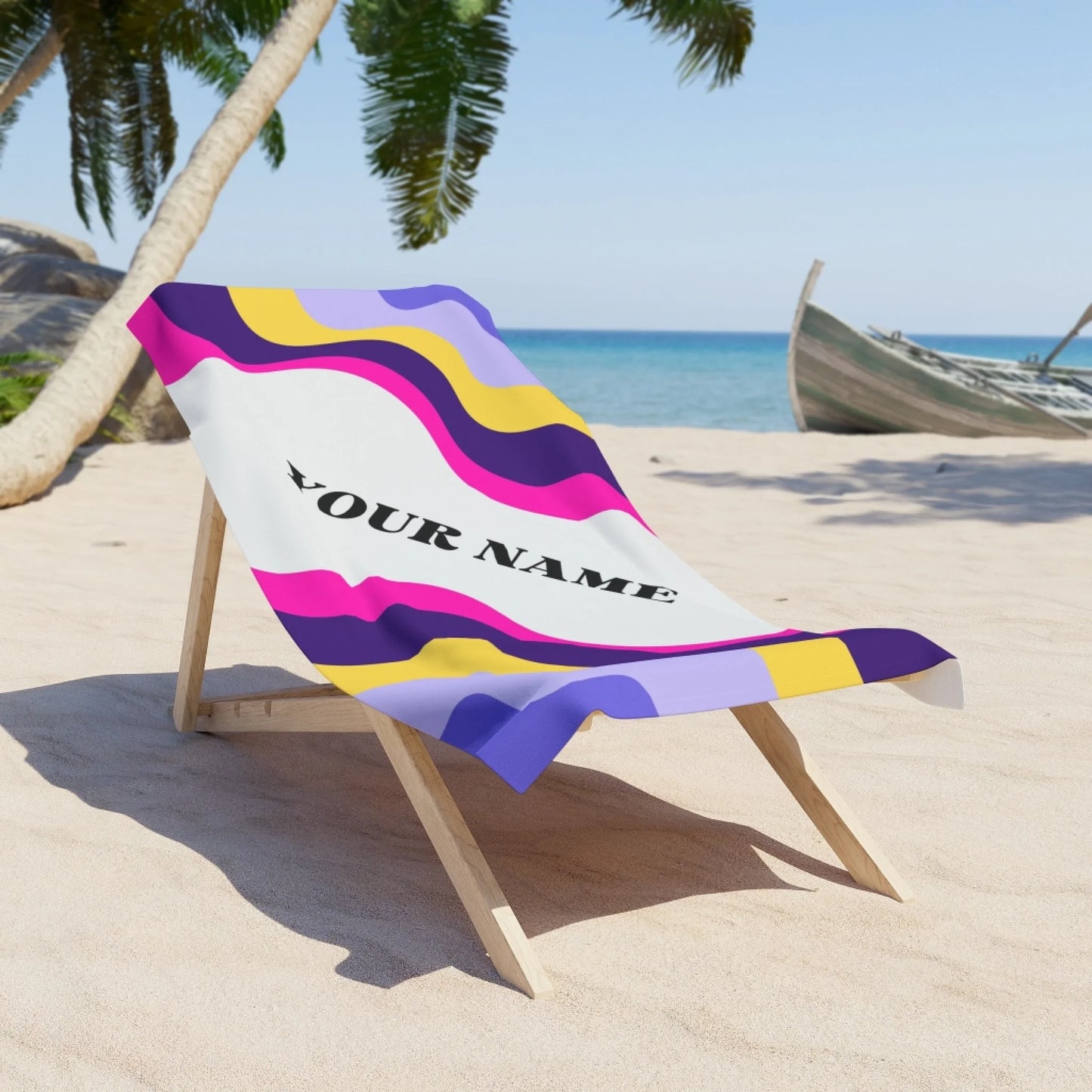 Color Swirl Name Towel - Pink 60x30 Premium Texture Lifestyle