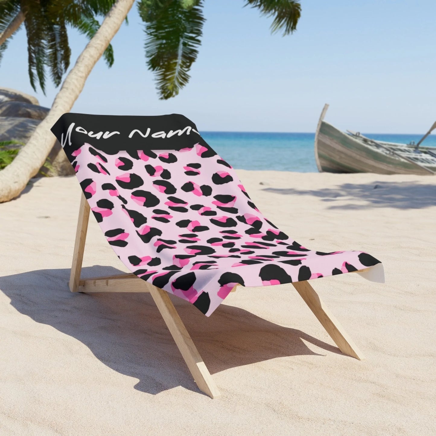 Pretty in Pink Leopard Name Towel Premium LIfestyle