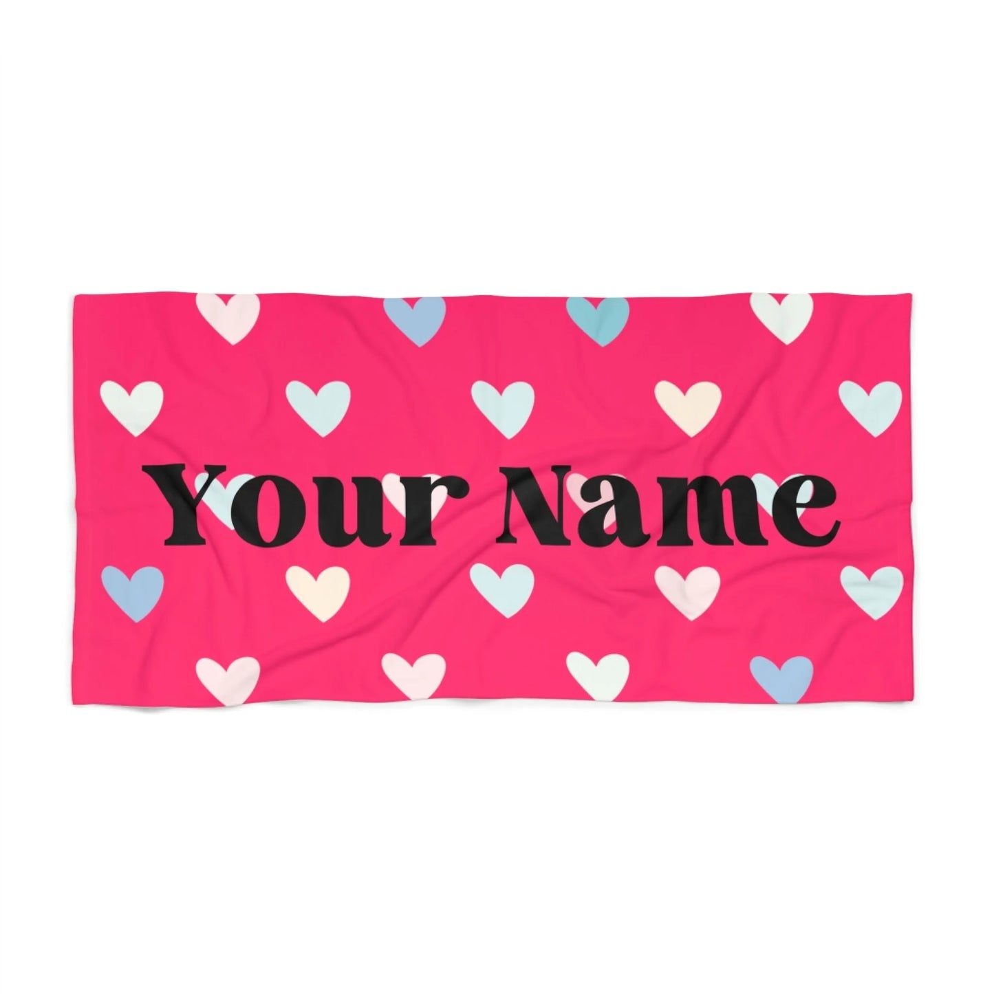 Cascading Heart Name Towel - Pink 60x30 Premium Texture Seamless