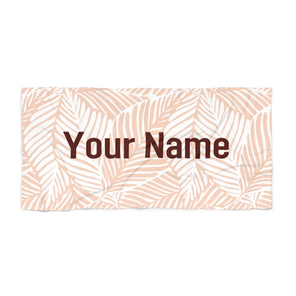 Summer Leaves Name Towel - Pink 60x30 Premium Texture Seamless