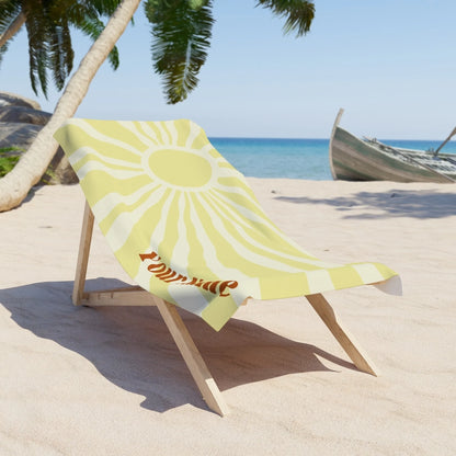 Sunburst Name Towel - Yellow 60x30 Premium Texture Lifestyle