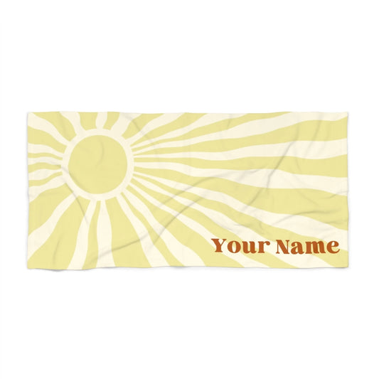 Sunburst Name Towel - Yellow 60x30 Premium Texture Seamless
