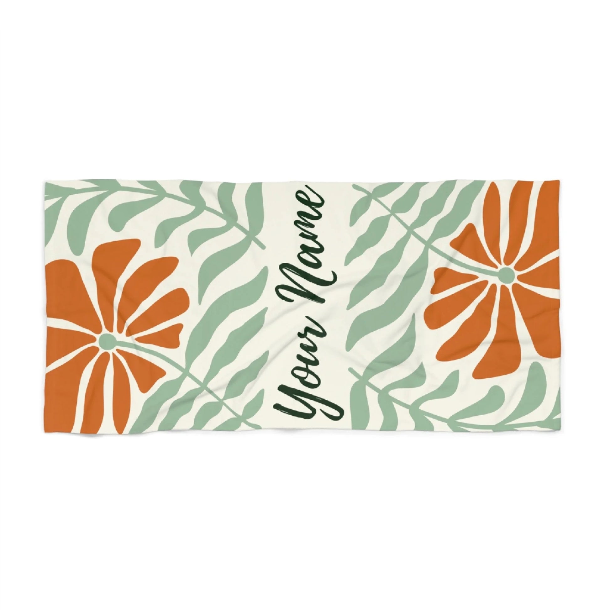 Impressionist Floral Name Towel - Burnt Orange 60x30 Premium Texture Seamless