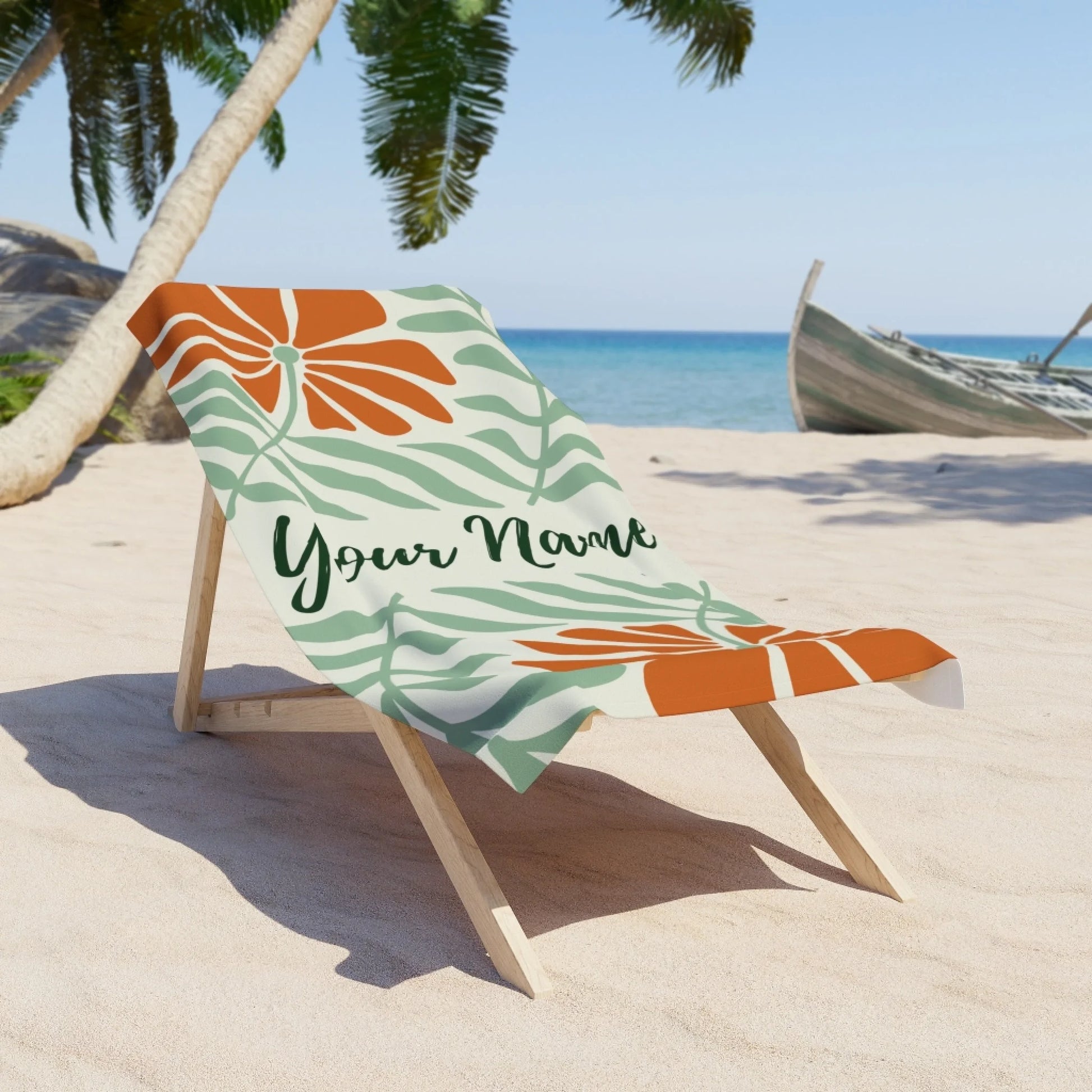 Impressionist Floral Name Towel - Burnt Orange 60x30 Premium Texture Lifestyle