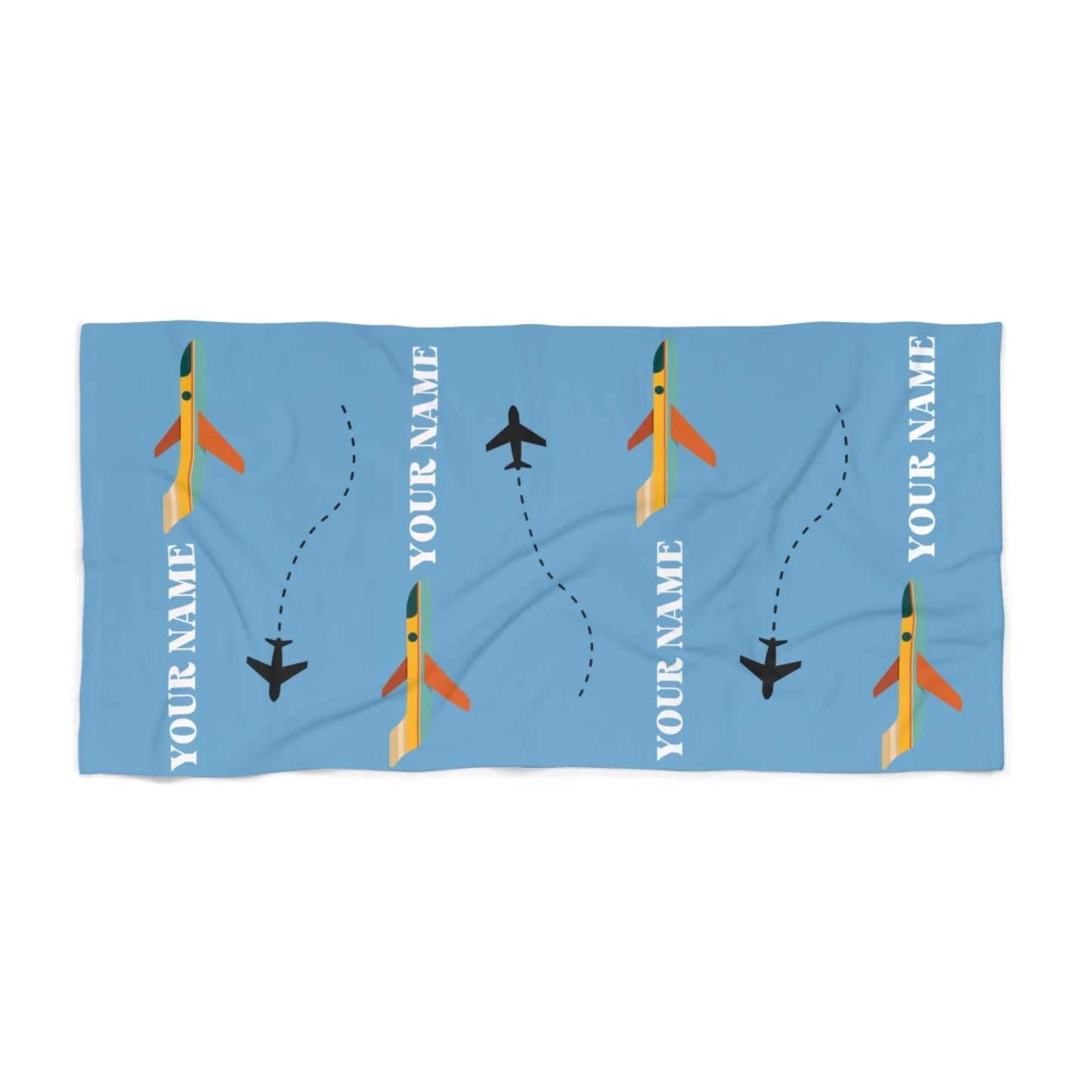 Flying Plane Name Towel 60x30 Premium Texture Seamless