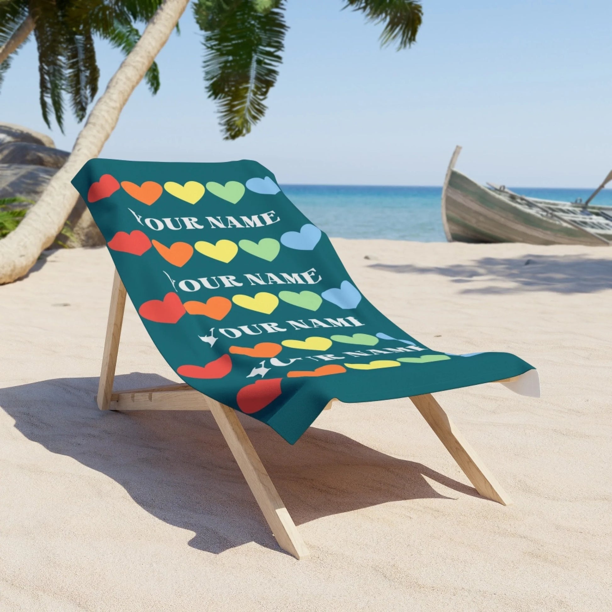 Heart to Heart Name Towel 60x30 Premium Texture Lifestyle