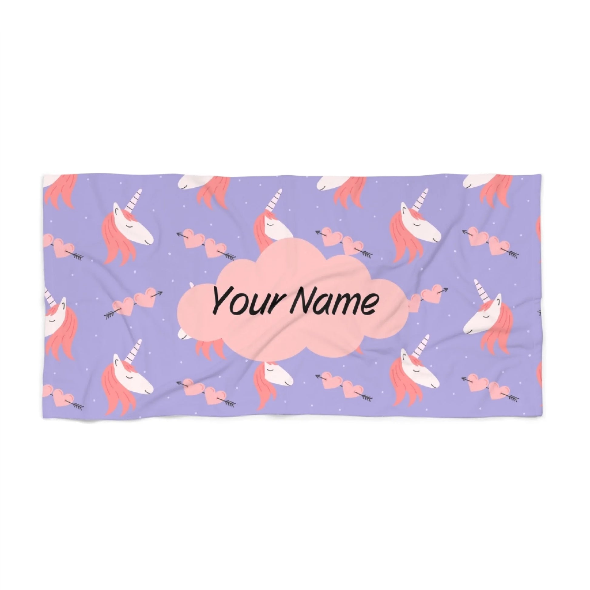 Enchanted Heart Unicorn Towel - Purple 60x30 Premium Texture