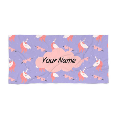 Enchanted Heart Unicorn Towel - Purple 60x30 Premium Texture