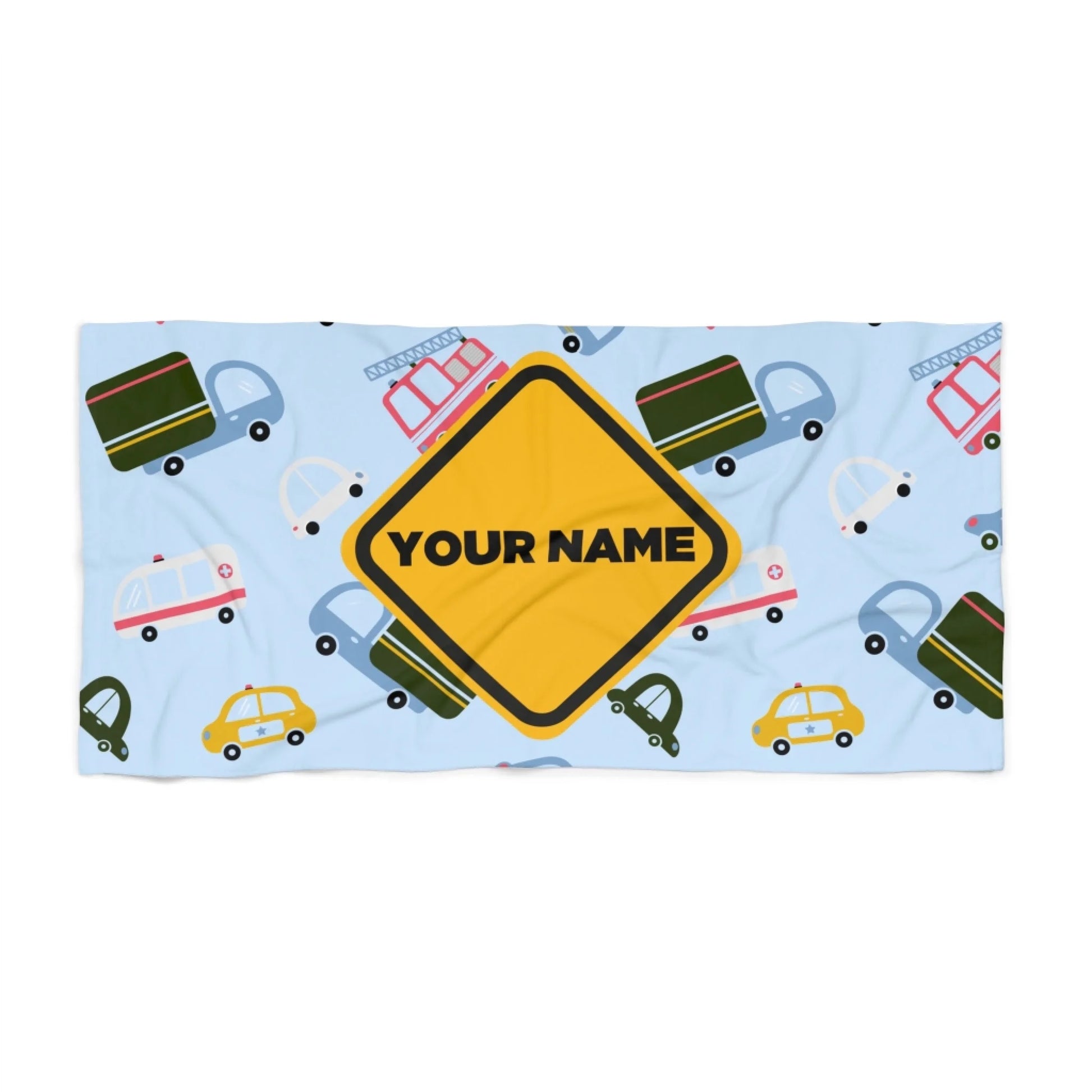 Cautian Cars Name Towel 60x30 Premium Texture