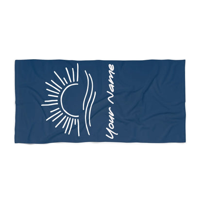 Sun Rays Name Towel - Navy 60x30 Premium Texture Seamless
