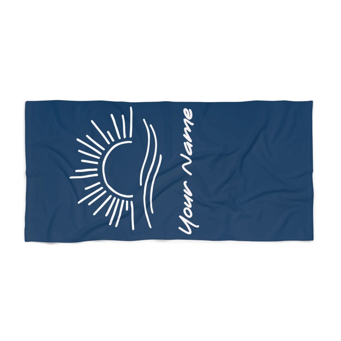 Sun Rays Name Towel - Navy 60x30 Premium Texture Seamless
