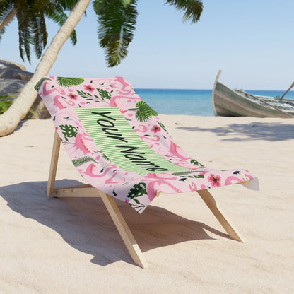 Flamingo Stripes Name Towel 60x30 Premium Texture Seamless Lifestyle