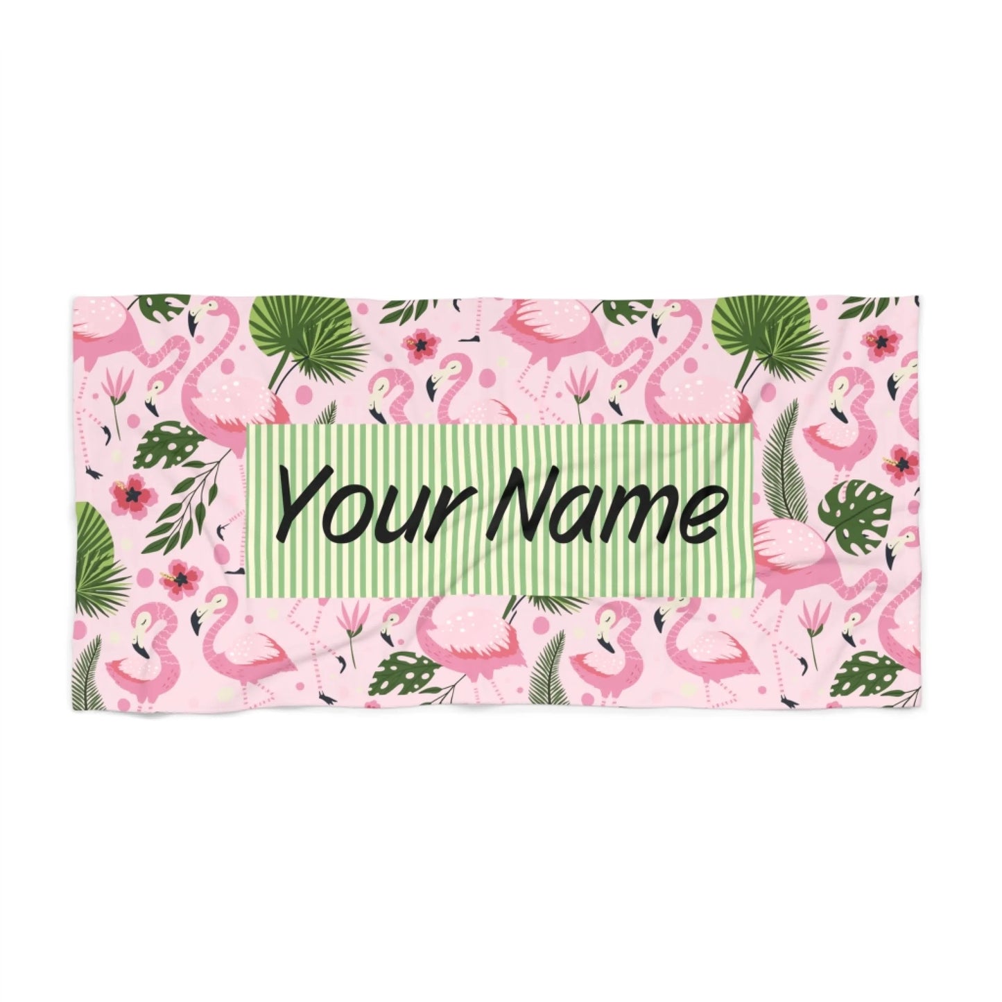 Flamingo Stripes Name Towel 60x30 Premium Texture Seamless