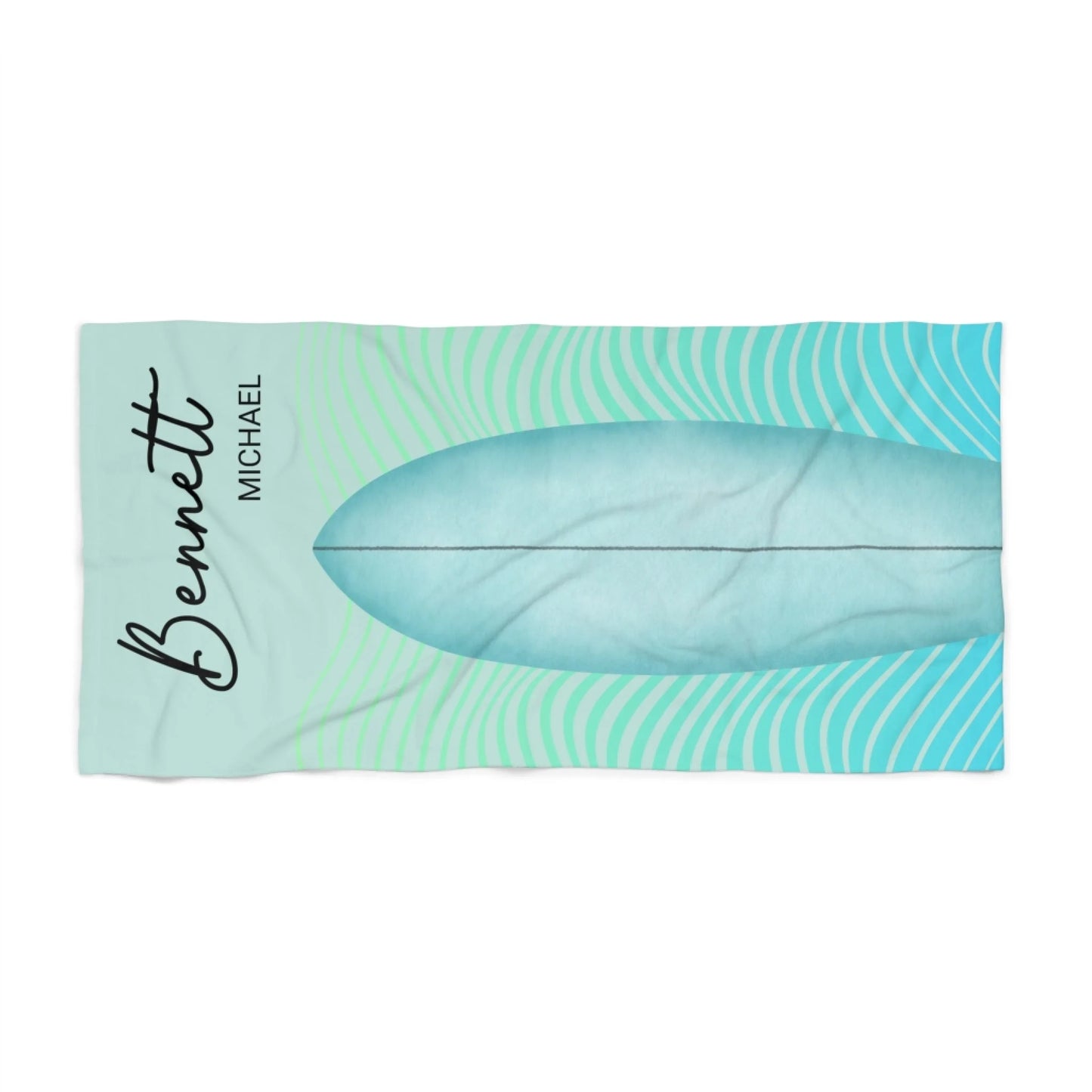 Hang Ten Surfing Name Towel - Blue 60x30 Premium Texture Seamless