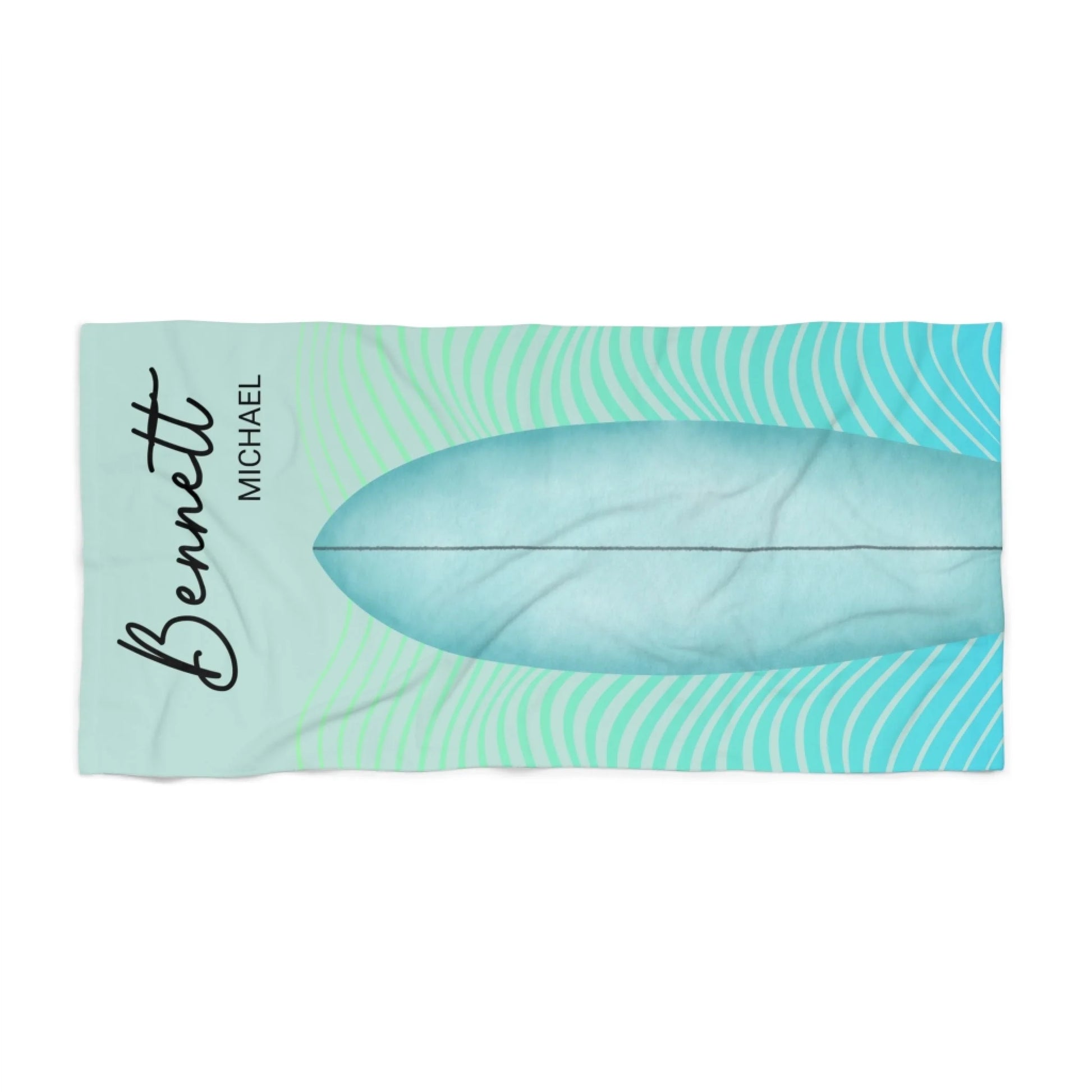 Hang Ten Surfing Name Towel - Blue 60x30 Premium Texture Seamless