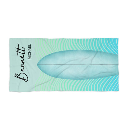 Hang Ten Surfing Name Towel - Blue 60x30 Premium Texture Seamless